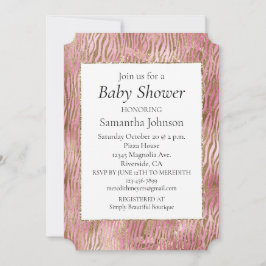 Convites Impressão em Zebra Dourada Rosa Menino