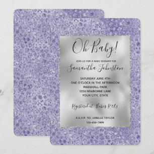 Convites Impressão Glitter Glitz Leopardo Roxo