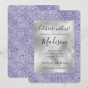 Convites Impressão Glitter Glitz Leopardo Roxo
