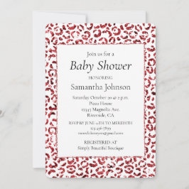 Convites Impressão Leopardo com brilho vermelho