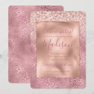 Convites Impressão Leopardo Cor-de-rosa brilhante