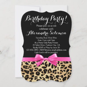 Convites Impressão Leopardo Preto com Festa de aniversário