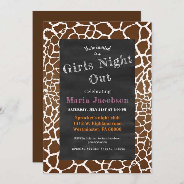 Convites Impressão-quadro Giraffe (Frente/Verso)