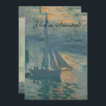 Convites Impressionante Marinho Monet Sunrise<br><div class="desc">A pintura de Claude Monet Sunrise (Marine) é uma famosa pintura do impressionista francês Claude Monet pintada em 1872. Sunrise (Marine) foi pintada no ar da pleina,  ou "ao ar livre",  e mostra seus traços informais e espontâneos.</div>