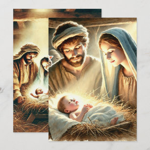 Convites Imprimível Mary Joseph e Jesus Criativo Scrapbook