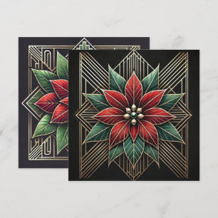 Convites Imprimível Retro Art Deco Poinsettia Scrapbook
