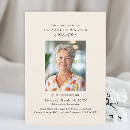 Convites In Loving Memory Beige Photo Funeral Invitation
