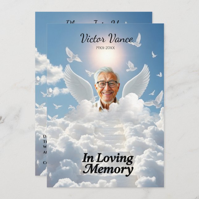 Convites In Loving Memory,Custom card, rip, tribute,  (Frente/Verso)