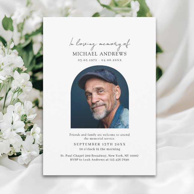 Convites In Loving Memory Simpel Photo Funeral Invitation ("In Loving Memory" Simpel Photo Funeral Invitation)