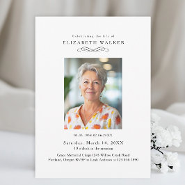Convites In Loving Memory White Photo Funeral Invitation