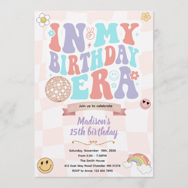 Convites In My Birthday Era Party Invitation (Frente)