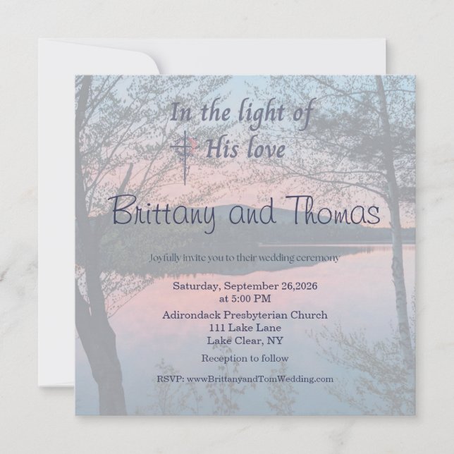 Convites In the Light of His Love Photo Wedding Invitation (Frente)