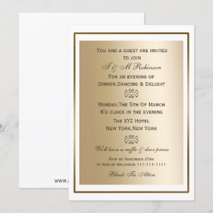 convites incorporados brancos do evento do ouro