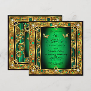 Convites Incrível 50 Aniversário Esmeralda Verde Borboleta 
