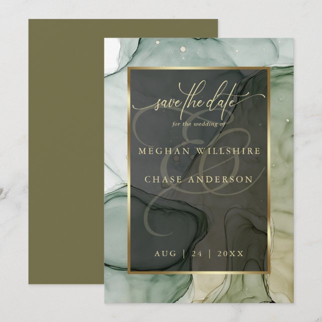 Convites Incrível e Rico, Verdes Terrenos Líquidos De Tinta (Frente/Verso)