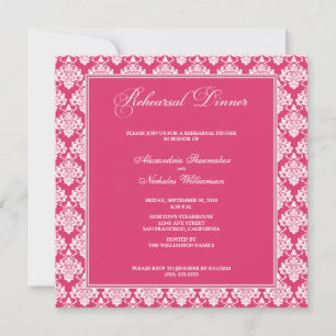Convites Incrível Janto de ensaio de Damask (Fuschia)
