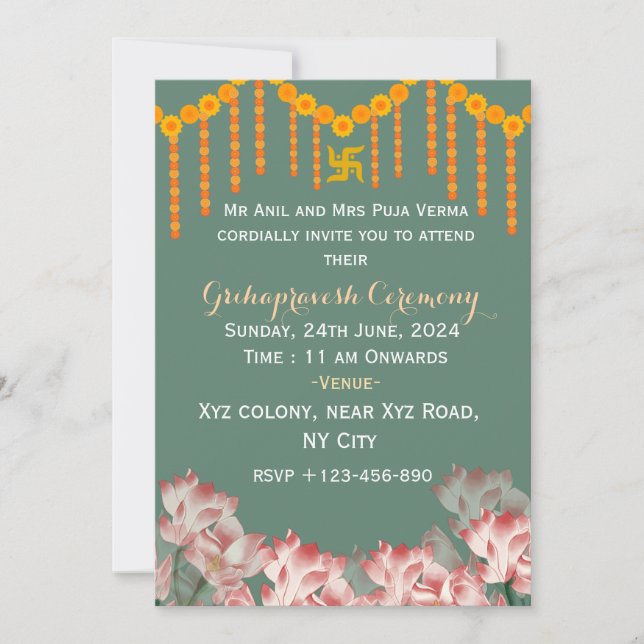 Convites Indian Housewarming Invitations  (Frente)