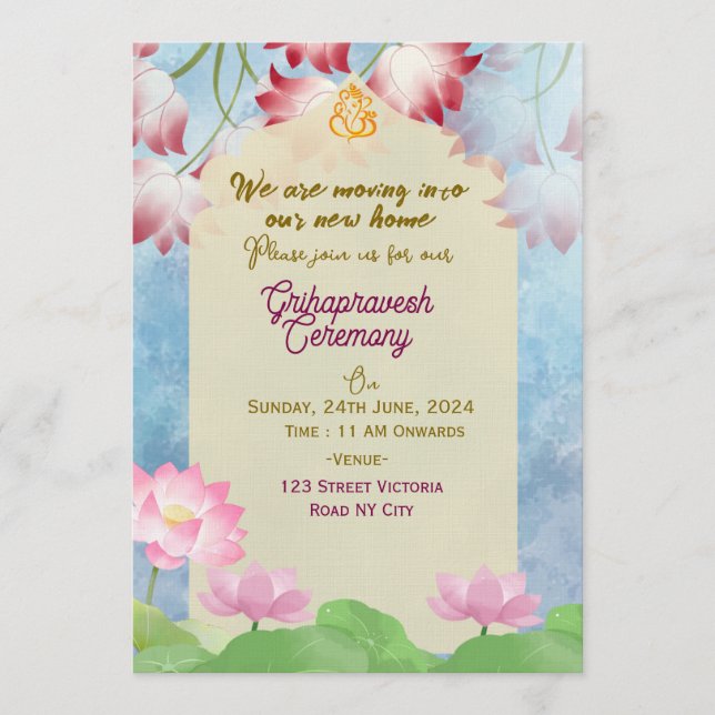 Convites Indian Housewarming Invitations  (Frente)