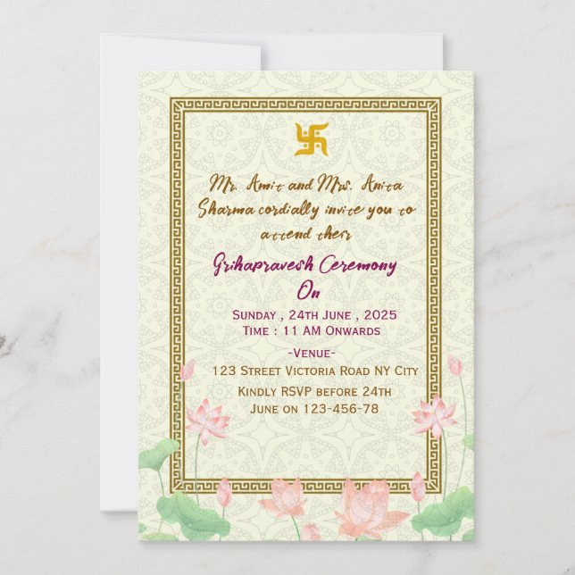 Convites Indian Housewarming Invitations  (Frente)