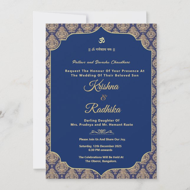 Convites Indian wedding ethnic luxury Hindu invitation (Frente)