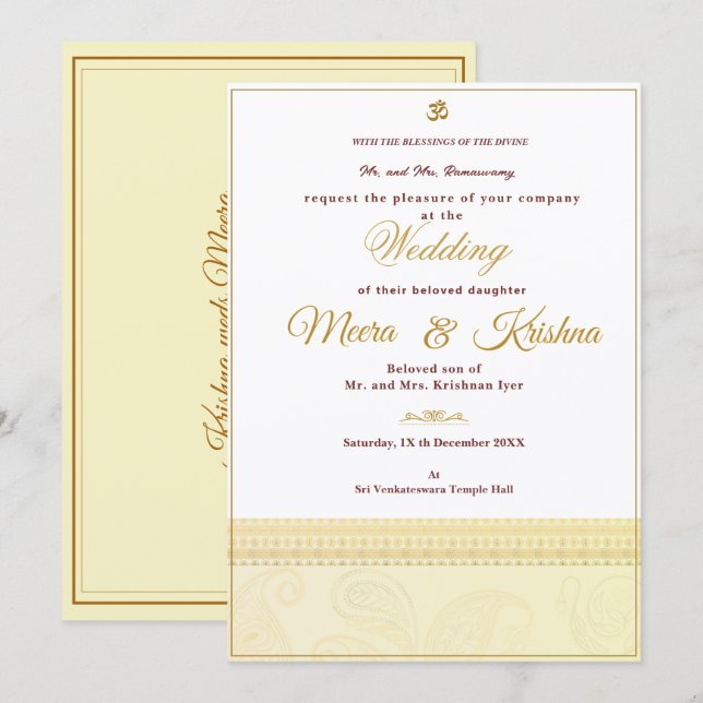 Convites  Indian Wedding Invitation  (Frente/Verso)