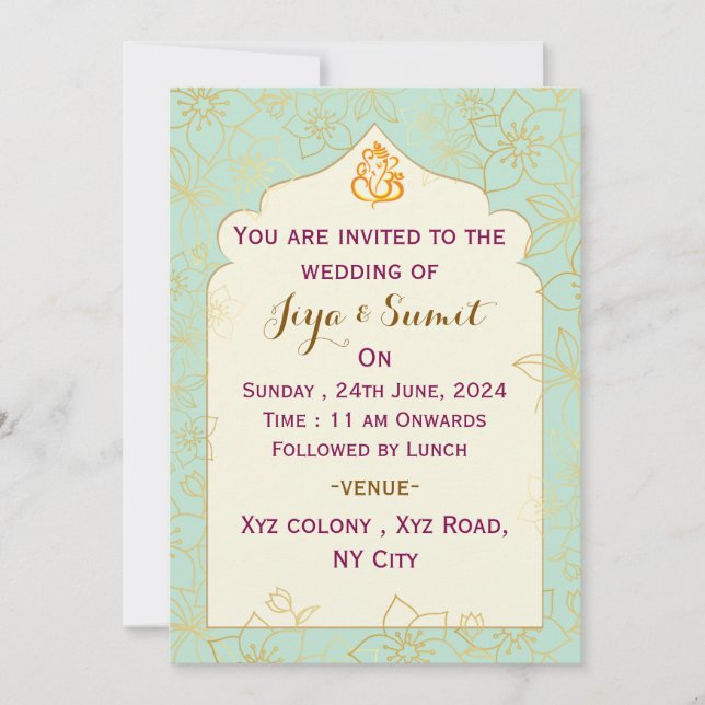 Convites Indian Wedding Invitation (Frente)
