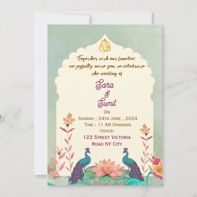 Convites Indian Wedding Invitations  (Frente)