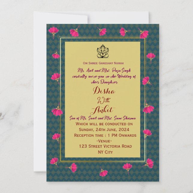 Convites Indian Wedding Invitations  (Frente)