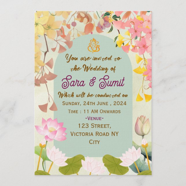 Convites Indian Wedding Invitations  (Frente)