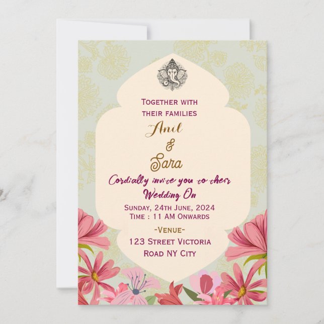 Convites Indian Wedding Invitations  (Frente)
