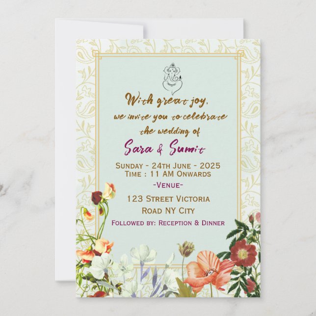 Convites Indian Wedding Invitations  (Frente)