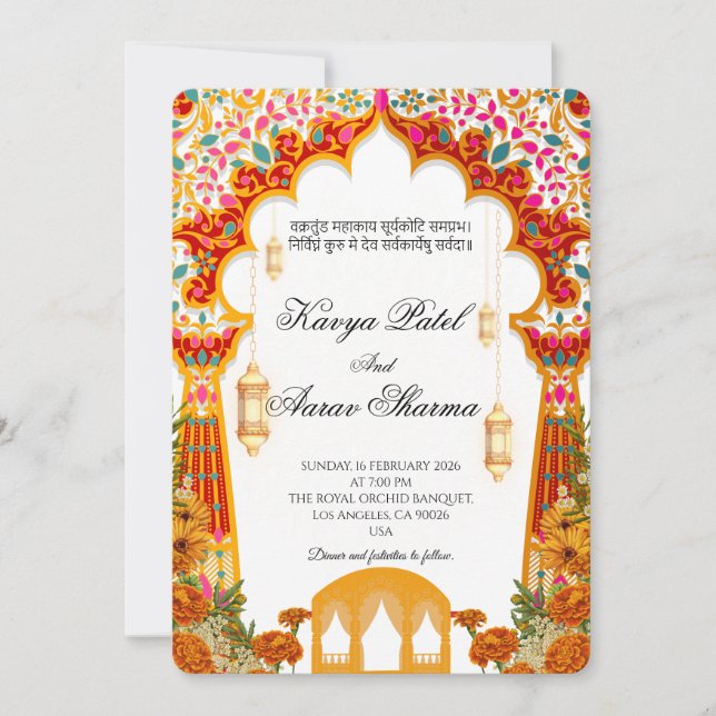 Convites Indian Wedding Invitations for USA (Frente)