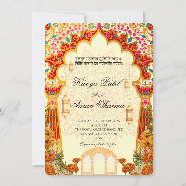 Convites Indian Wedding Invitations for USA (Frente)