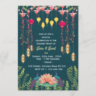 Convites Indian Wedding Sangeet Night Invitations
