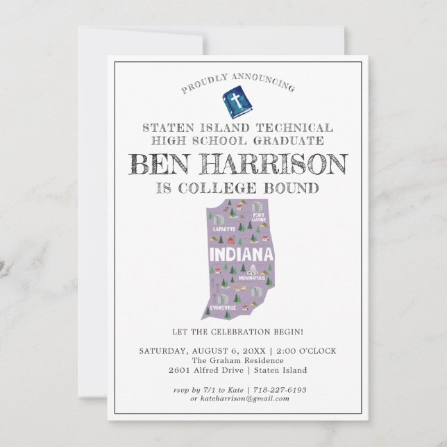 Convites Indiana | Festa de formatura Colégio (Frente)