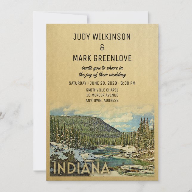 Convites Indiana Wedling Invitation Vintage Nature (Frente)