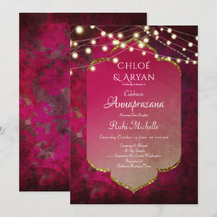 Convites Indiano inspirou Boho Damask em Rosa Profundo