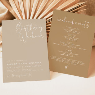 Convites INDIE Boho Beige Taupe Desert Aniversário Itiner