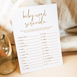 Convites INDIE Boho Burnt Orange Baby Word Scramble Game I