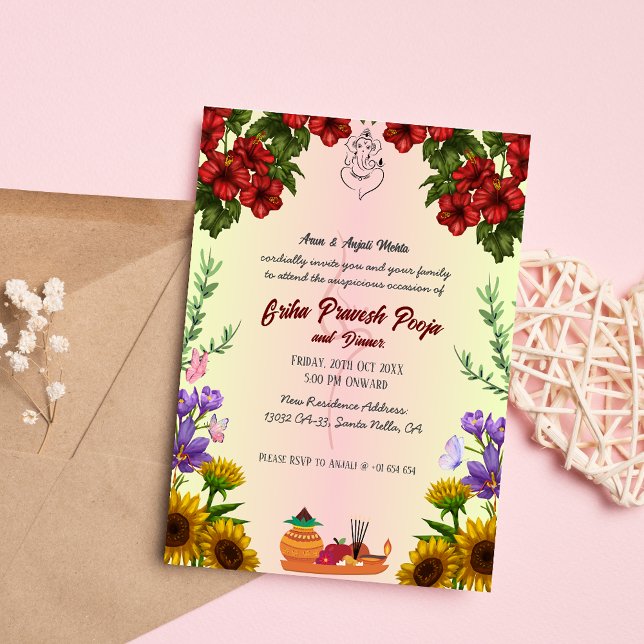 Convites Indígena Hindu Griha Pravesh (Criador carregado)