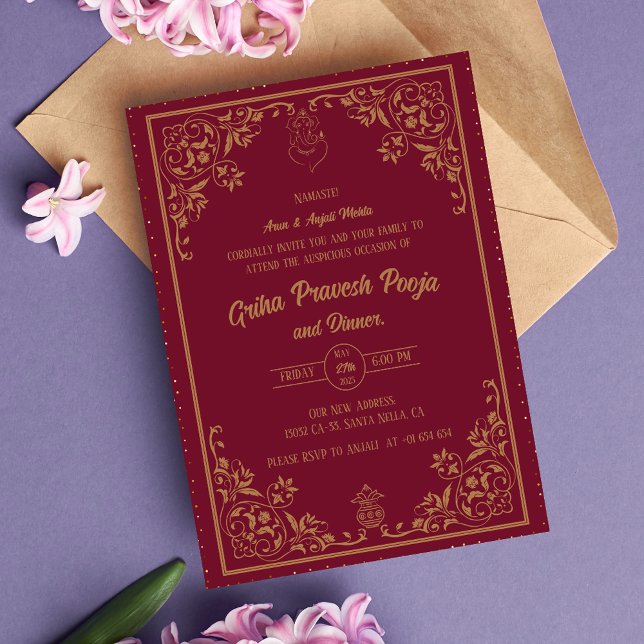 Convites Indígena Hindu Griha Pravesh (Criador carregado)