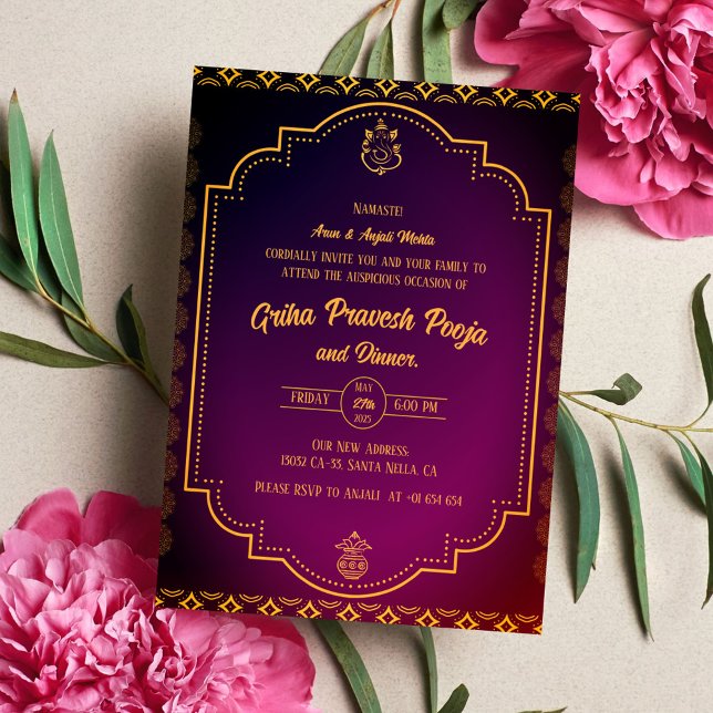 Convites Indígena Hindu Griha Pravesh (Criador carregado)