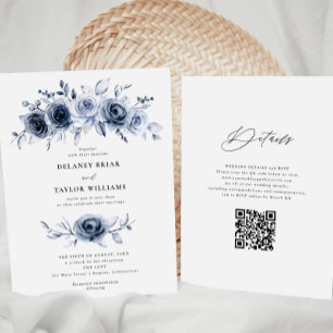 Convites Indigo Blue Floral Weding One Piece