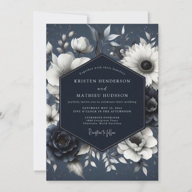 Convites Indigo Botanical Enchantment Wedding (Frente)