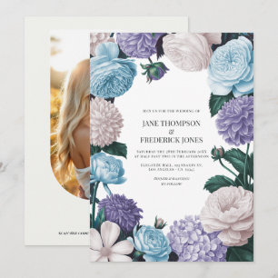 Convites Indigo Petal, Blue Hydrangea & Frost Pearl Casamen