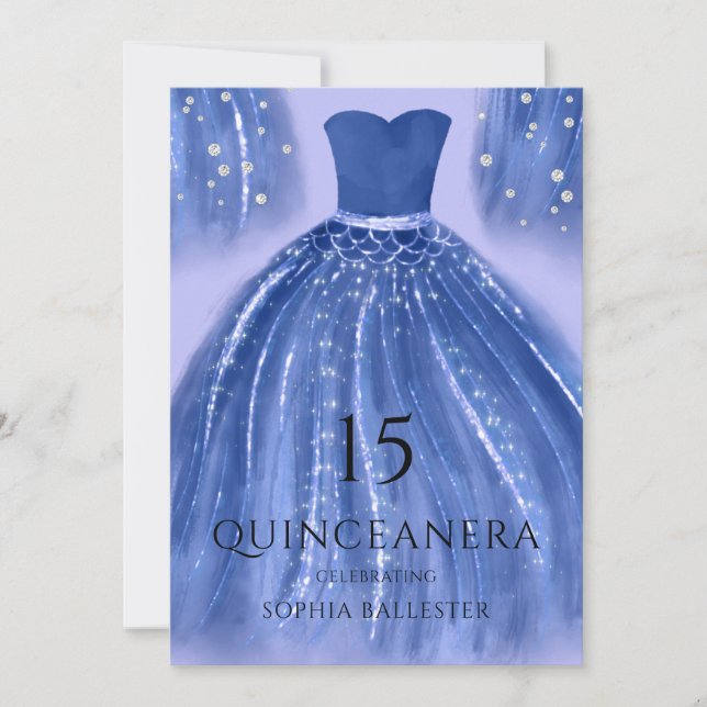 Convites Indigo Sob O Mar Sereia Quinceanera (Frente)