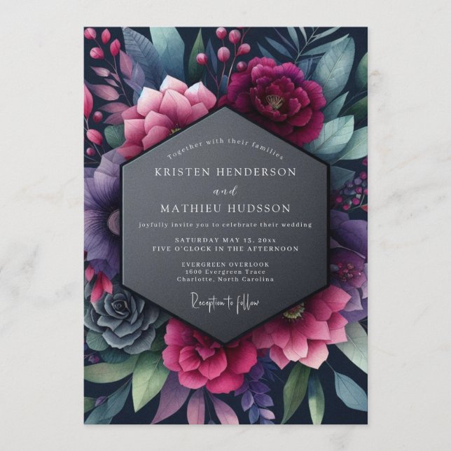 Convites Indigo Vespertine Bloom Wedding (Frente)
