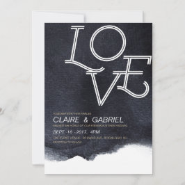 Convites Indigo watercolor ama casamento simples moderno