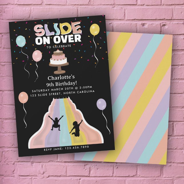 Convites Indoor Slide Park Girls Playground Birthday Party (Indoor Slide Park Girls Playground Birthday Party Invitation)