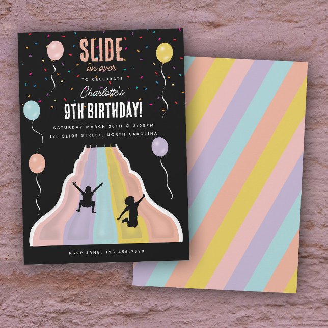 Convites Indoor Slide Park Playground Girls Birthday Party (Indoor Slide Park Playground Girls Birthday Party Invitation)